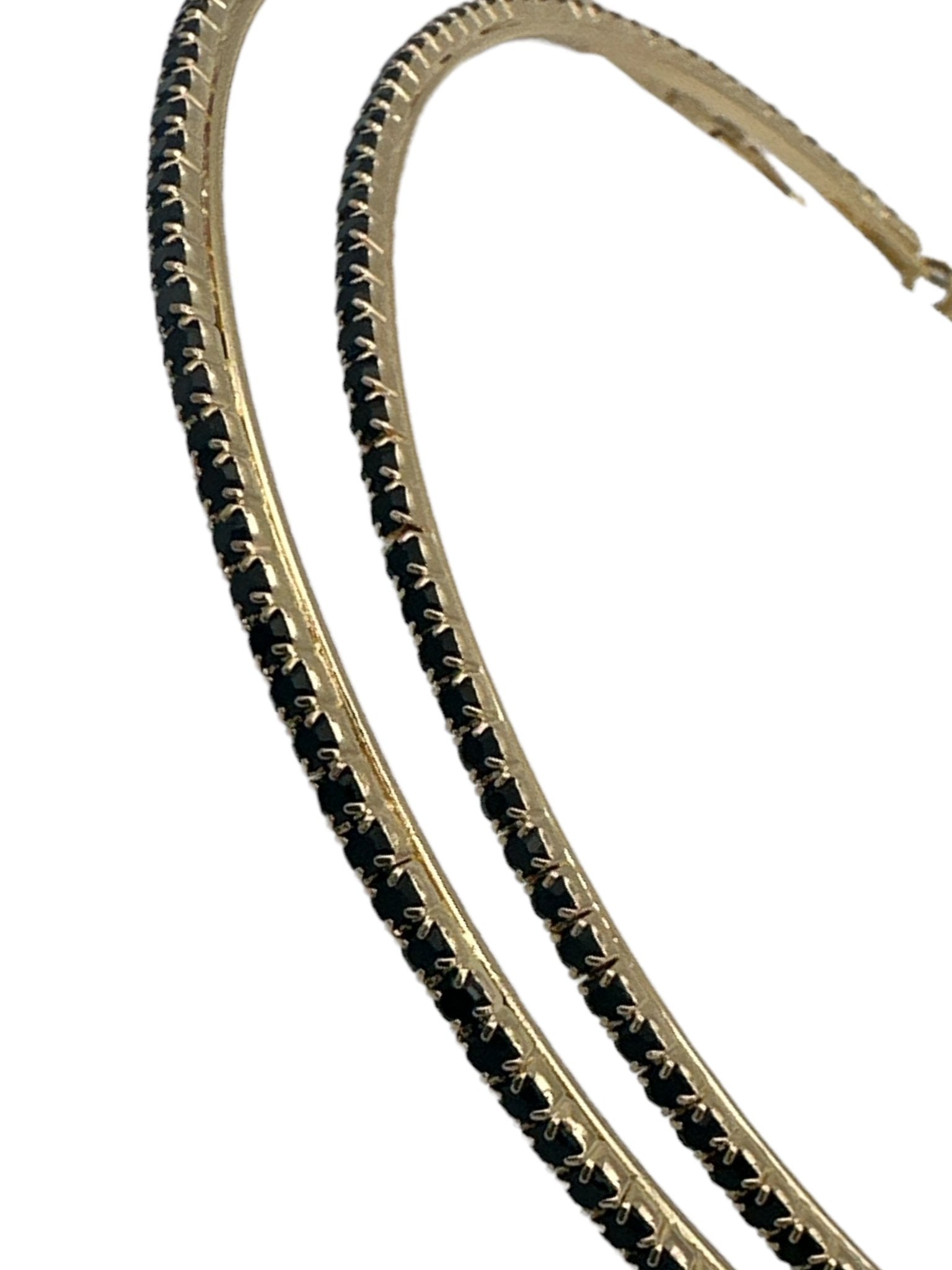 10CM Black Rhinestones Statement Hoop Earrings - Fatisha Boutique