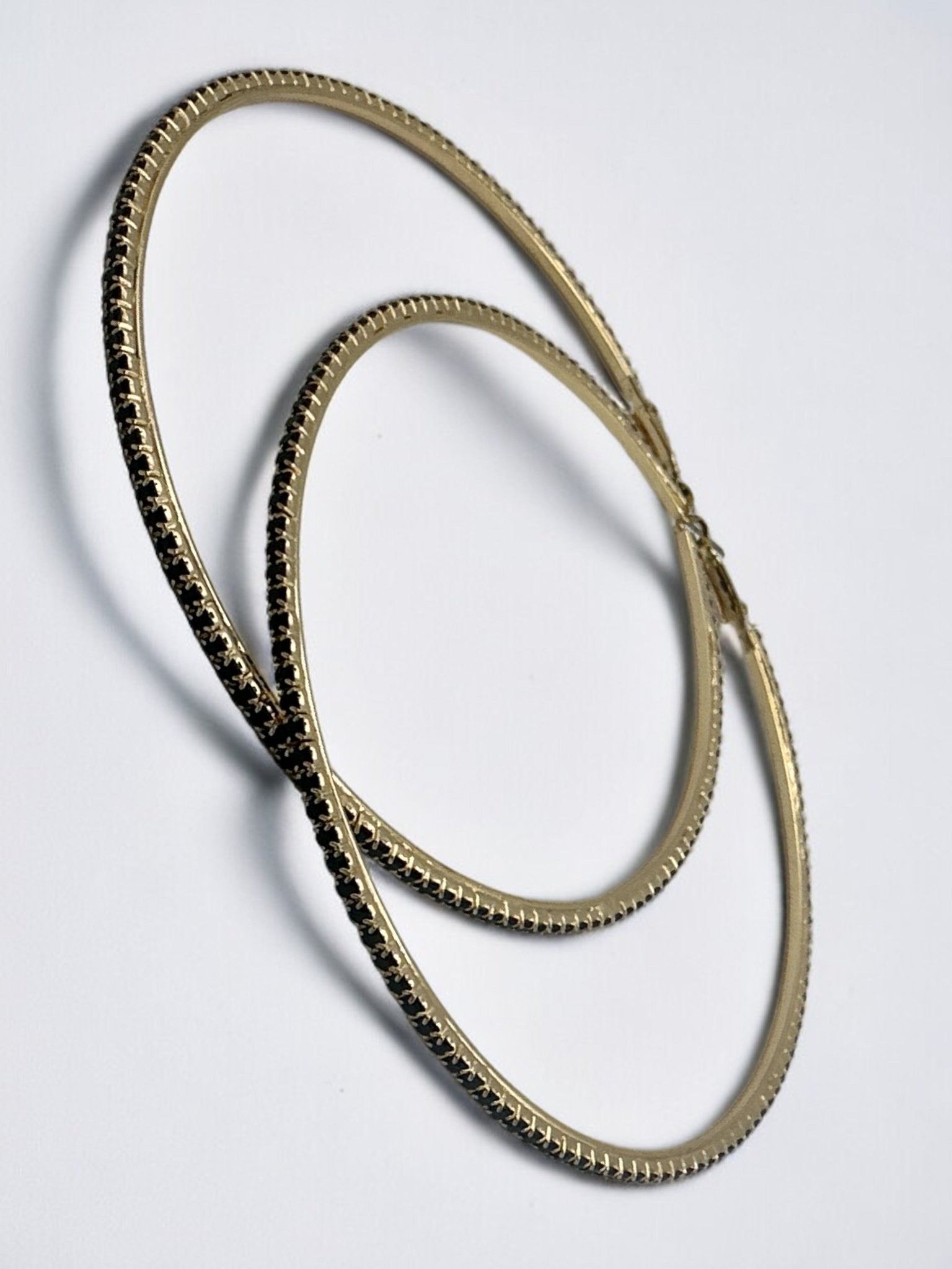 10CM Black Rhinestones Statement Hoop Earrings - Fatisha Boutique