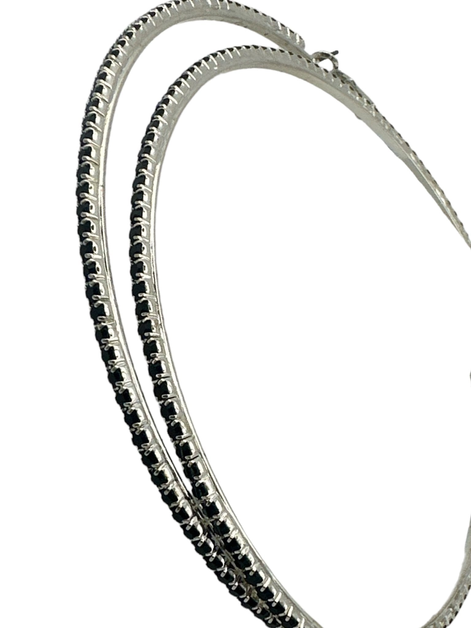 10CM Black Rhinestones Statement Hoop Earrings - Fatisha Boutique
