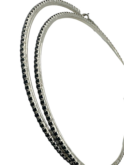 10CM Black Rhinestones Statement Hoop Earrings - Fatisha Boutique