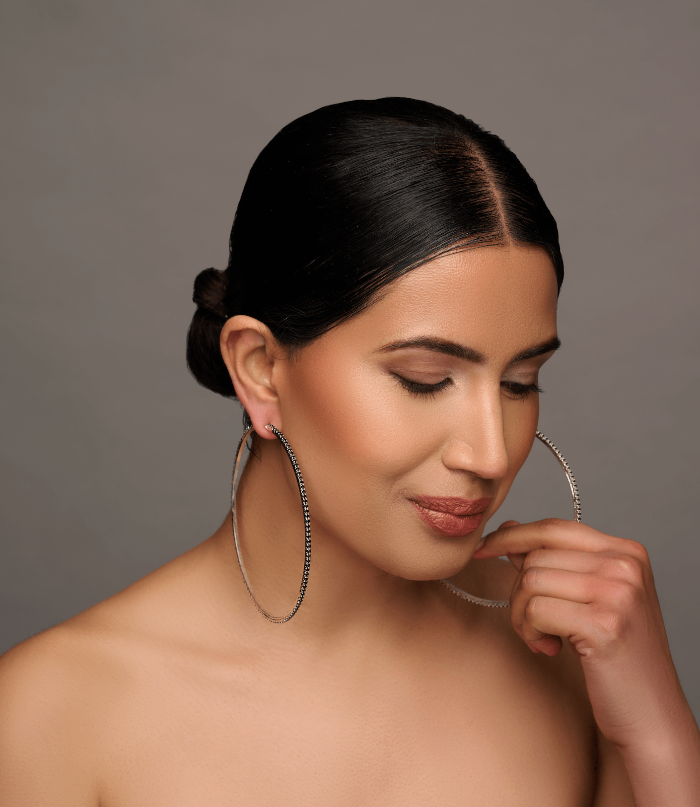 10CM Black Rhinestones Statement Hoop Earrings - Fatisha Boutique