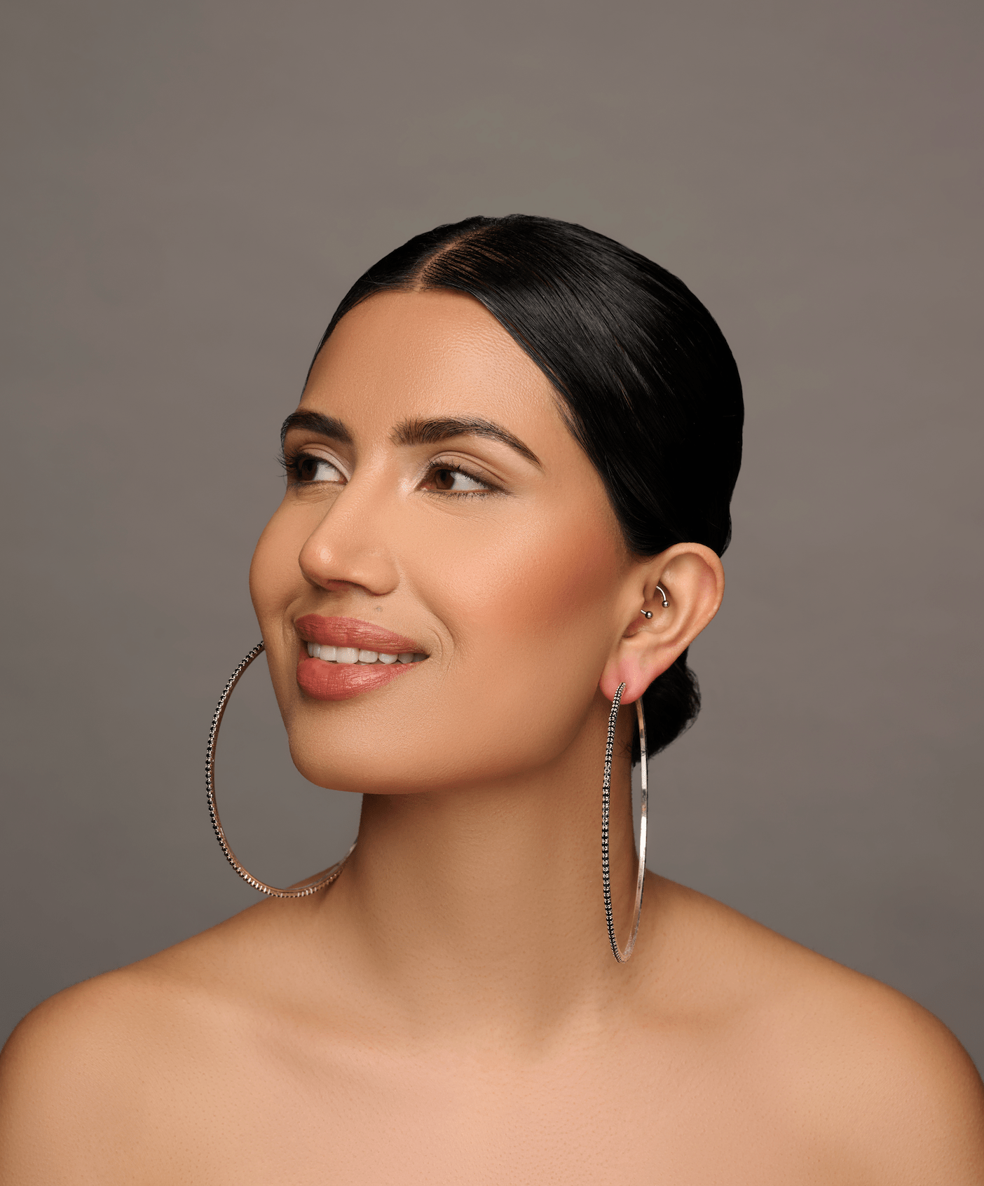 10CM Black Rhinestones Statement Hoop Earrings - Fatisha Boutique