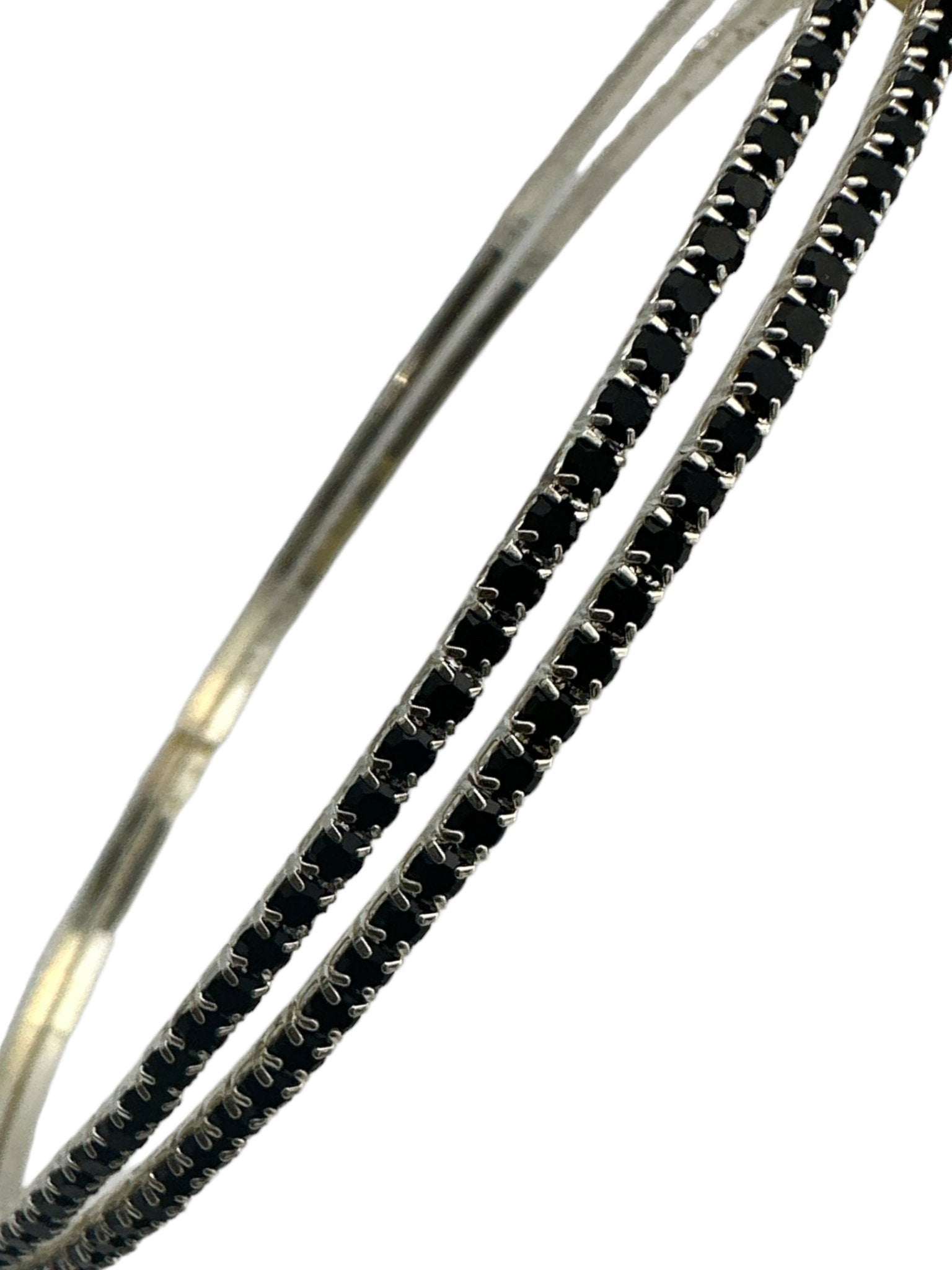 10CM Black Rhinestones Statement Hoop Earrings - Fatisha Boutique