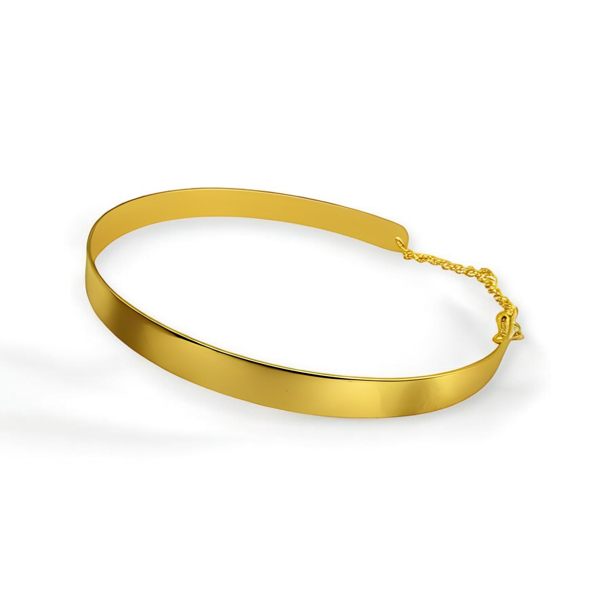 1CM Small Metal Collar Choker Necklace | Minimalist & Adjustable | Gold & Silver - Fatisha Boutique