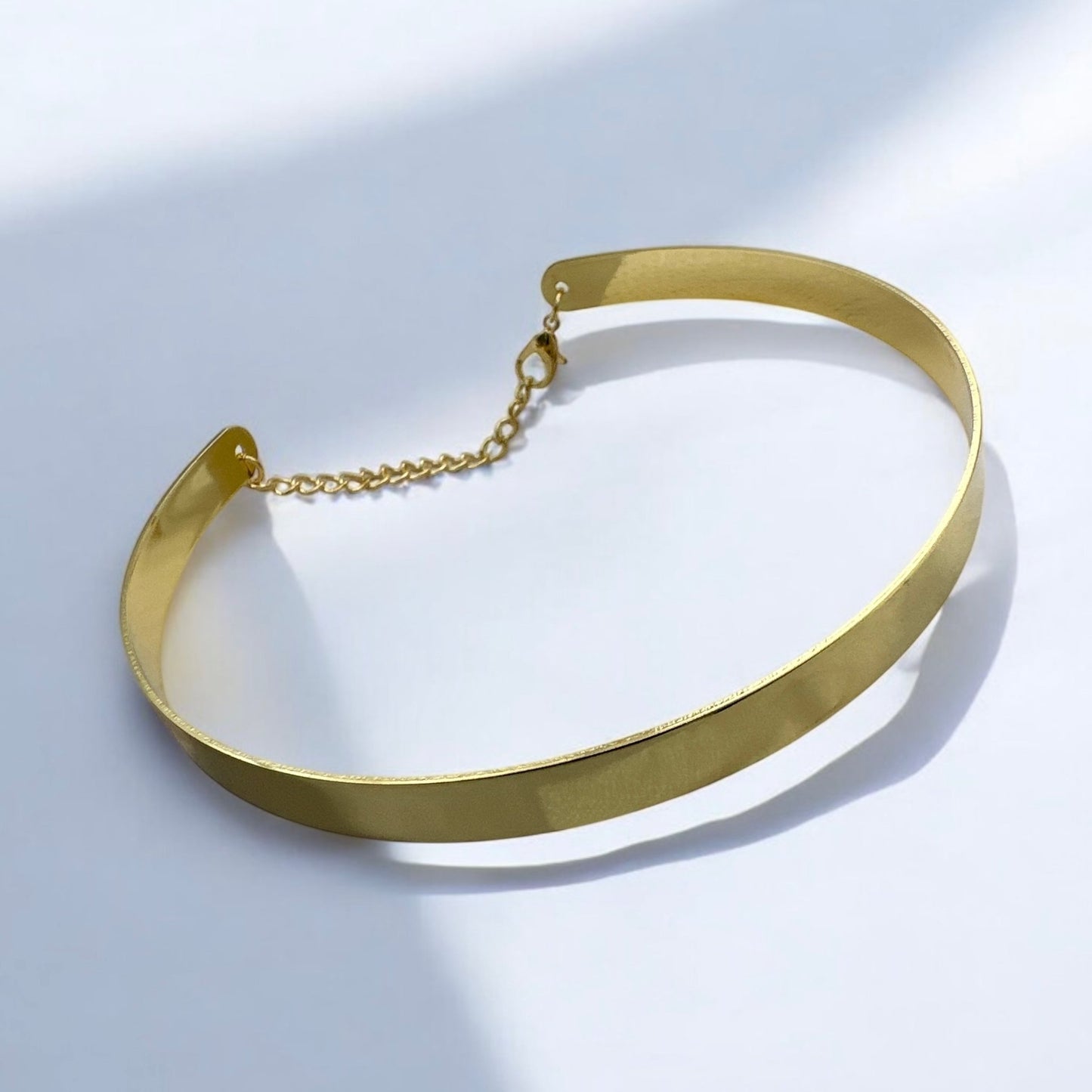 1CM Small Metal Collar Choker Necklace | Minimalist & Adjustable | Gold & Silver - Fatisha Boutique