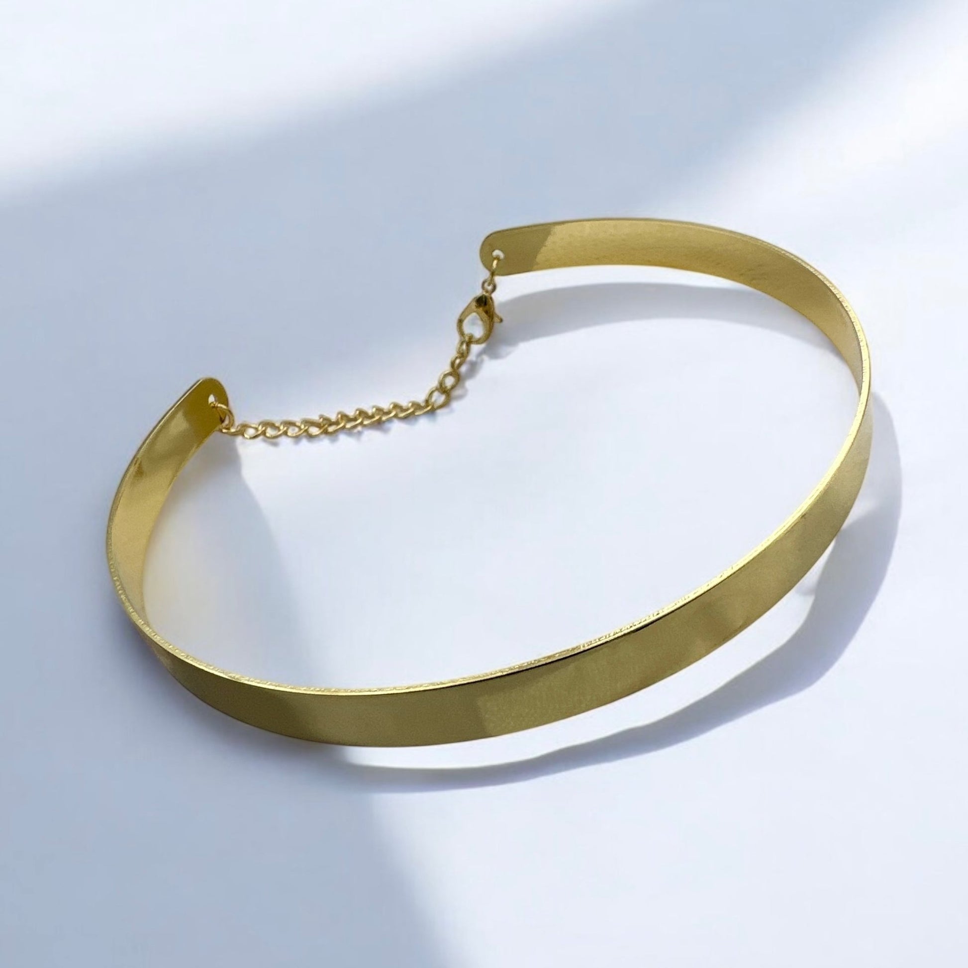 1CM Small Metal Collar Choker Necklace | Minimalist & Adjustable | Gold & Silver - Fatisha Boutique