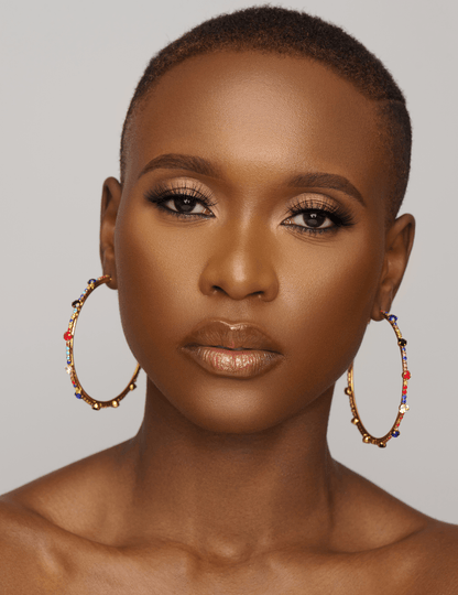 7CM Luxury Crystal Rhinestones Medium Statement Hoop Earrings - Fatisha Boutique