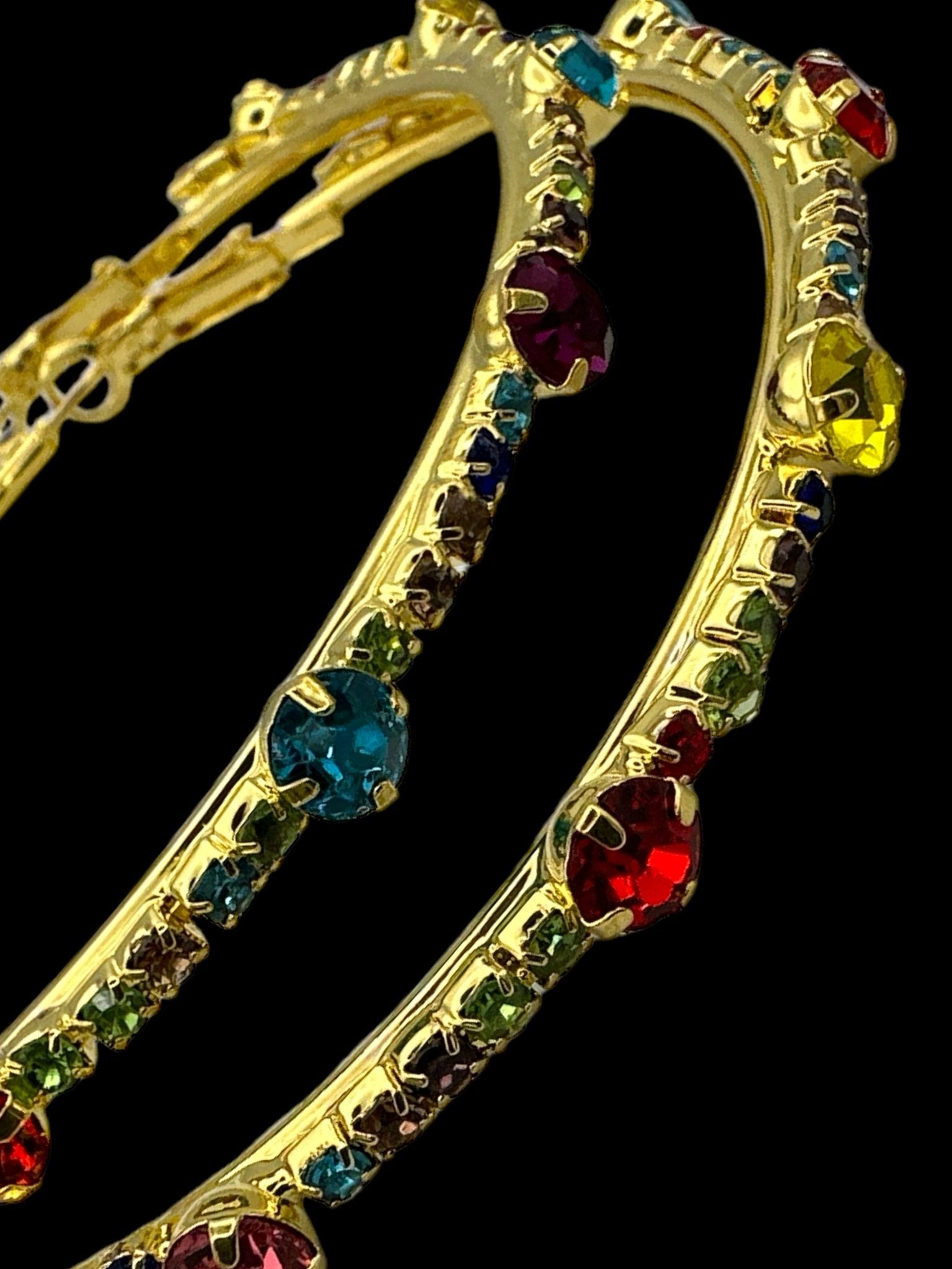 7CM Luxury Crystal Rhinestones Medium Statement Hoop Earrings - Fatisha Boutique
