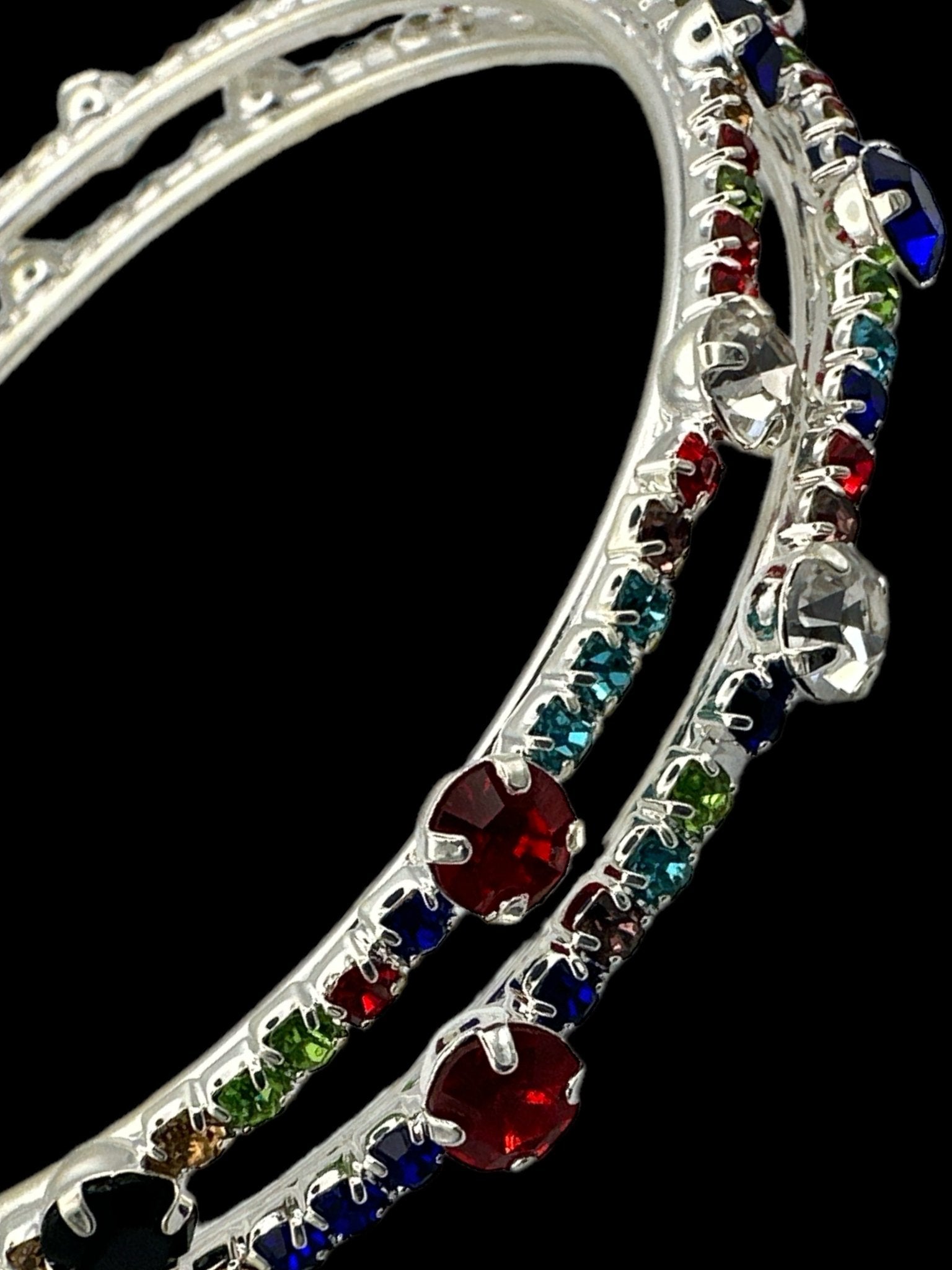 7CM Luxury Crystal Rhinestones Medium Statement Hoop Earrings - Fatisha Boutique