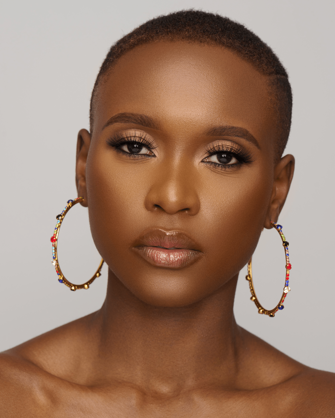 7CM Luxury Crystal Rhinestones Medium Statement Hoop Earrings - Fatisha Boutique