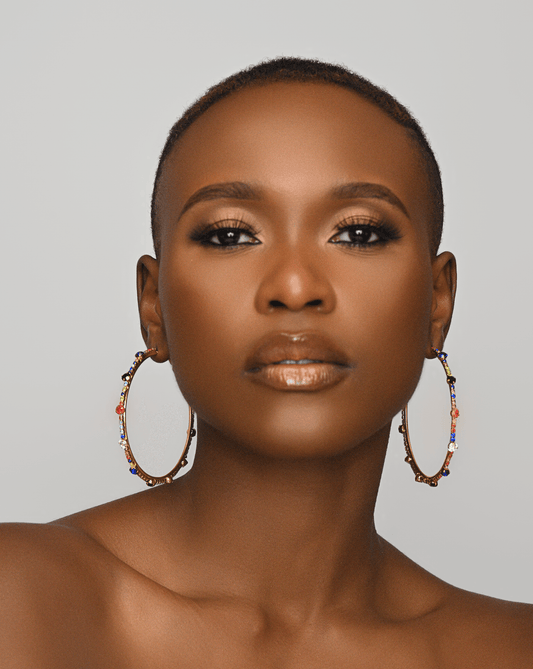 7CM Luxury Crystal Rhinestones Medium Statement Hoop Earrings - Fatisha Boutique