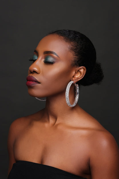 7CM Luxury Crystal Rhinestones Statement Hoop Earrings - Fatisha Boutique