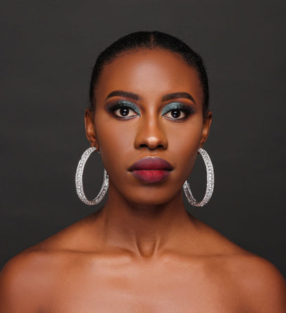 7CM Luxury Crystal Rhinestones Statement Hoop Earrings - Fatisha Boutique