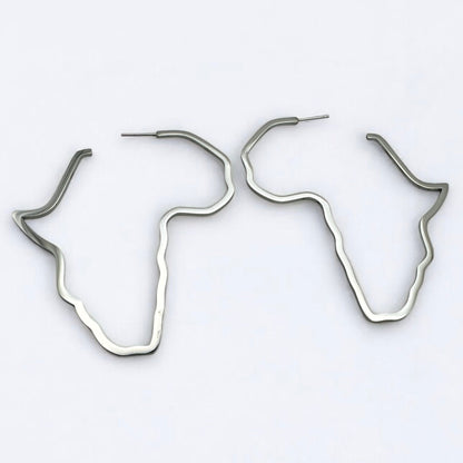 7cm Stainless Steel Africa Map Hoop Earrings – Afrocentric Bold Fashion Jewellery - Fatisha Boutique