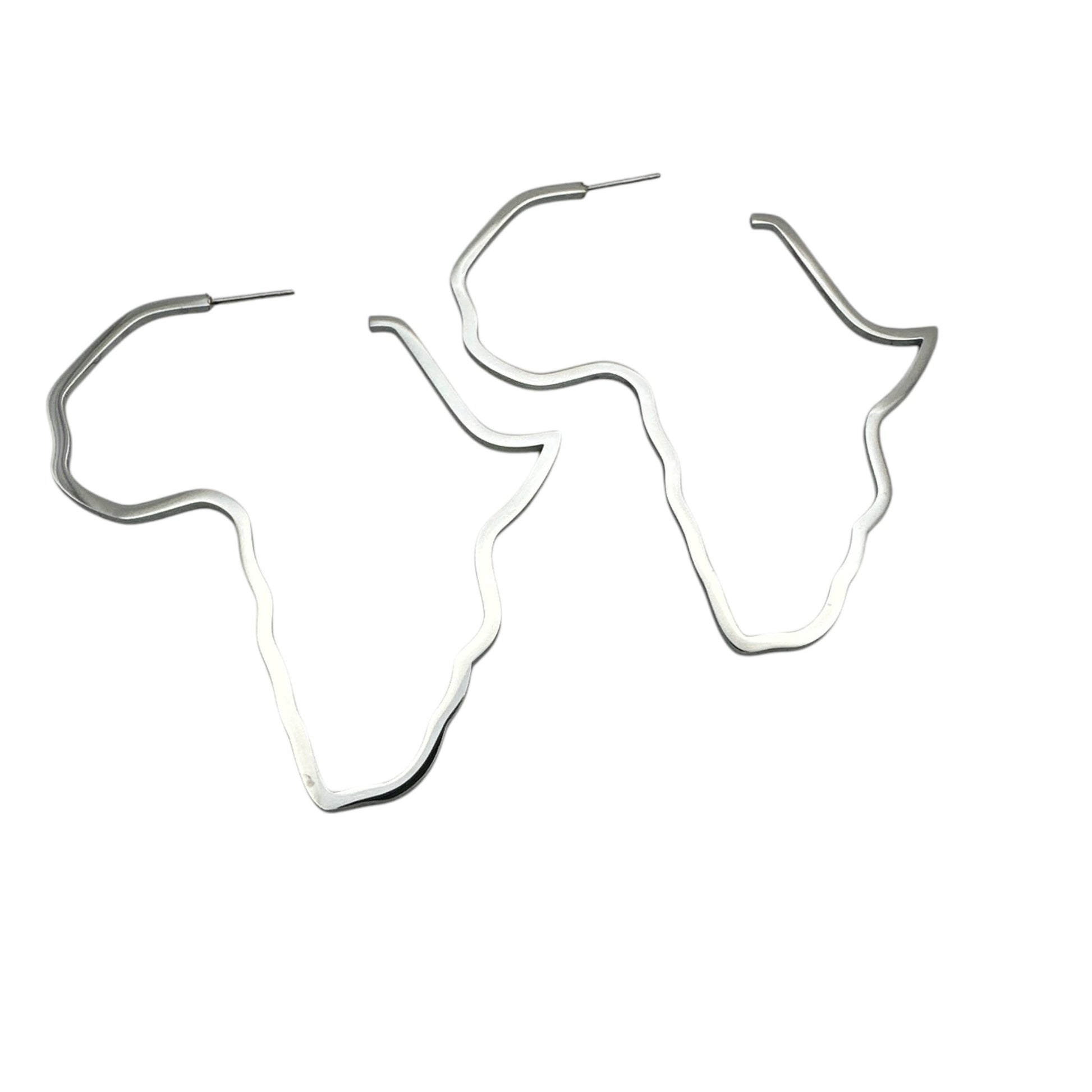 7cm Stainless Steel Africa Map Hoop Earrings – Afrocentric Bold Fashion Jewellery - Fatisha Boutique