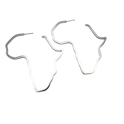 7cm Stainless Steel Africa Map Hoop Earrings – Afrocentric Bold Fashion Jewellery - Fatisha Boutique