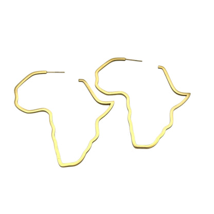 7cm Stainless Steel Africa Map Hoop Earrings – Afrocentric Bold Fashion Jewellery - Fatisha Boutique