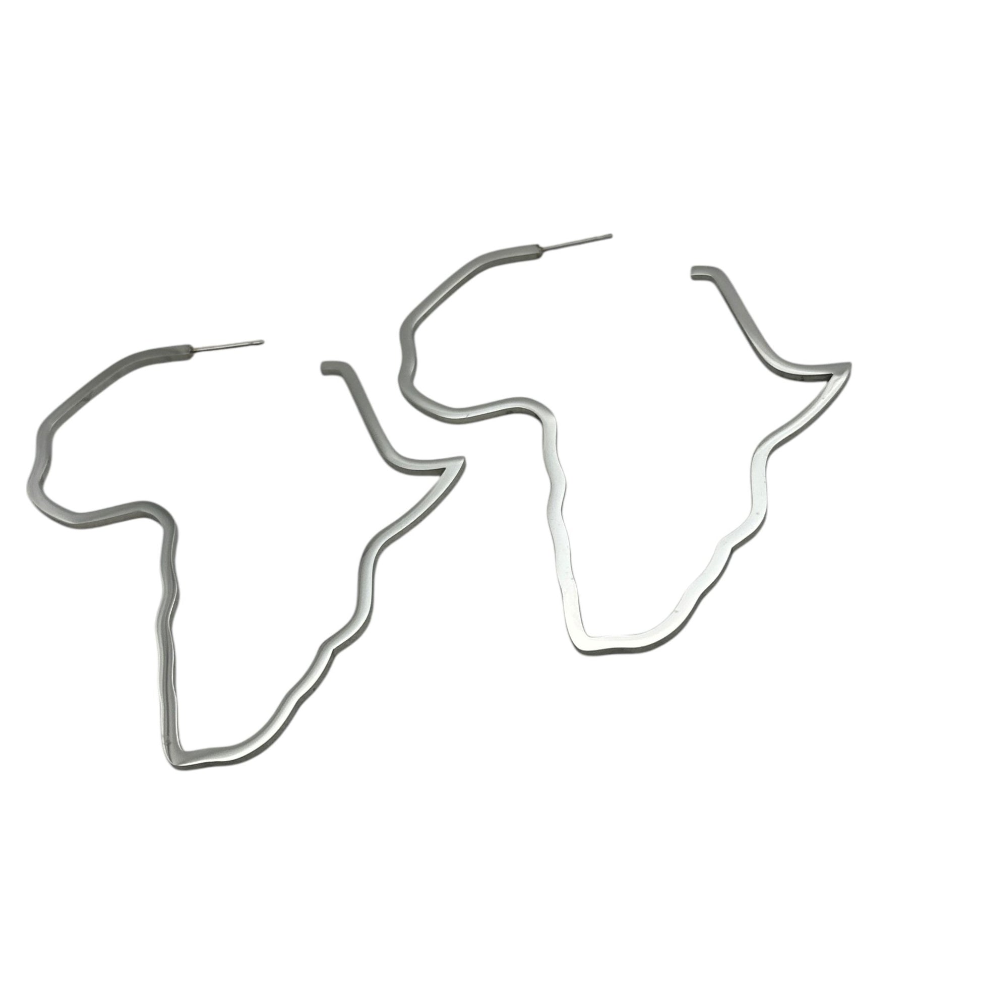7cm Stainless Steel Africa Map Hoop Earrings – Afrocentric Bold Fashion Jewellery - Fatisha Boutique