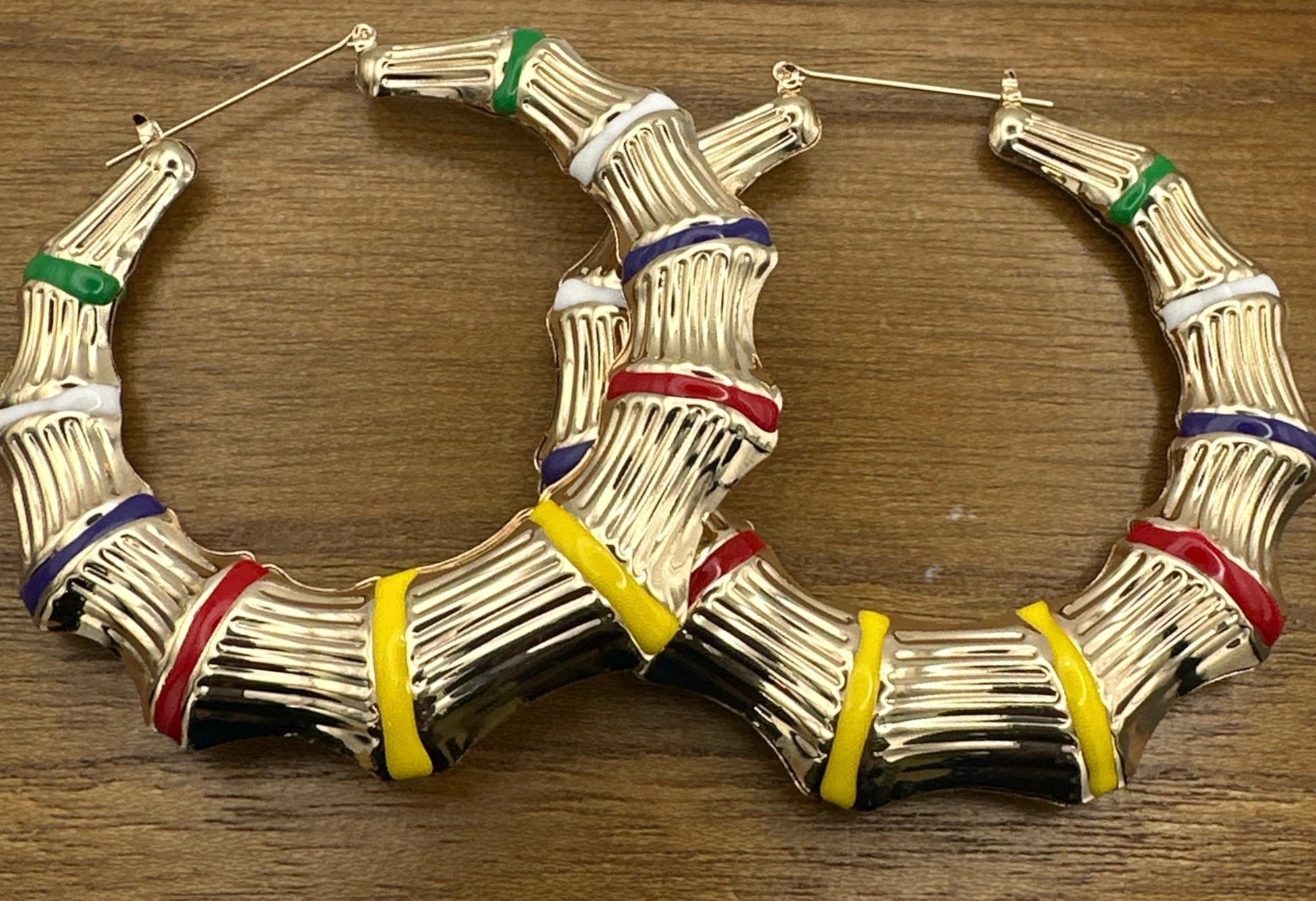 8CM Chunky Bamboo Retro Punk Trendy Statement Hoop Earrings - Fatisha Boutique
