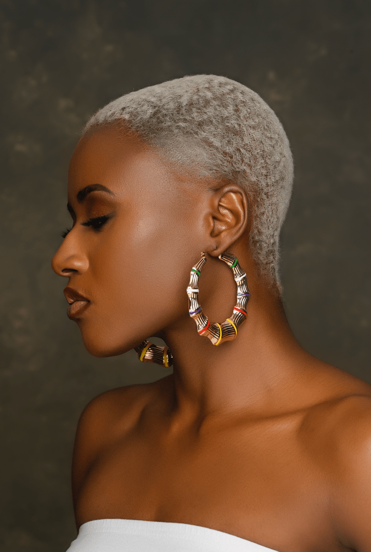 8CM Chunky Bamboo Retro Punk Trendy Statement Hoop Earrings - Fatisha Boutique