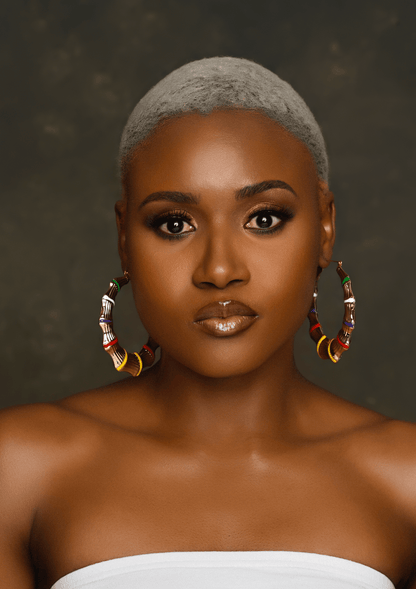 8CM Chunky Bamboo Retro Punk Trendy Statement Hoop Earrings - Fatisha Boutique