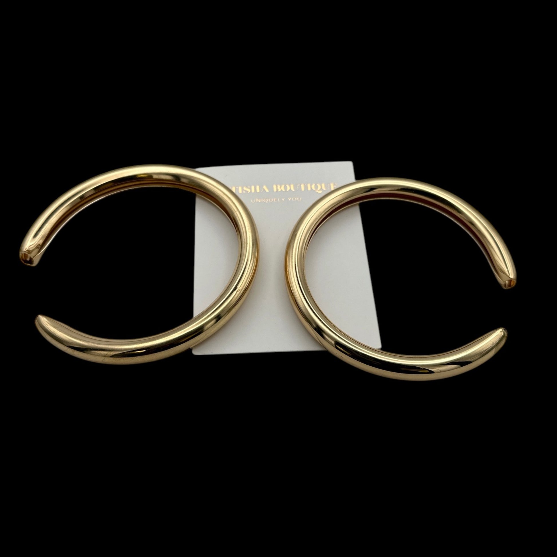 8CM Chunky Oversized Meniscus Stud Earrings – Bold Thick Metal Hoop Statement Jewelry in Gold & Silver - Fatisha Boutique