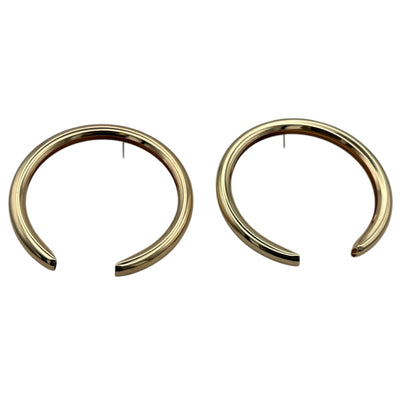 8CM Chunky Oversized Meniscus Stud Earrings – Bold Thick Metal Hoop Statement Jewelry in Gold & Silver - Fatisha Boutique