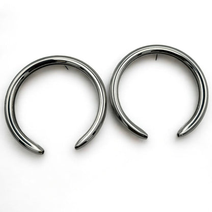 8CM Chunky Oversized Meniscus Stud Earrings – Bold Thick Metal Hoop Statement Jewelry in Gold & Silver - Fatisha Boutique