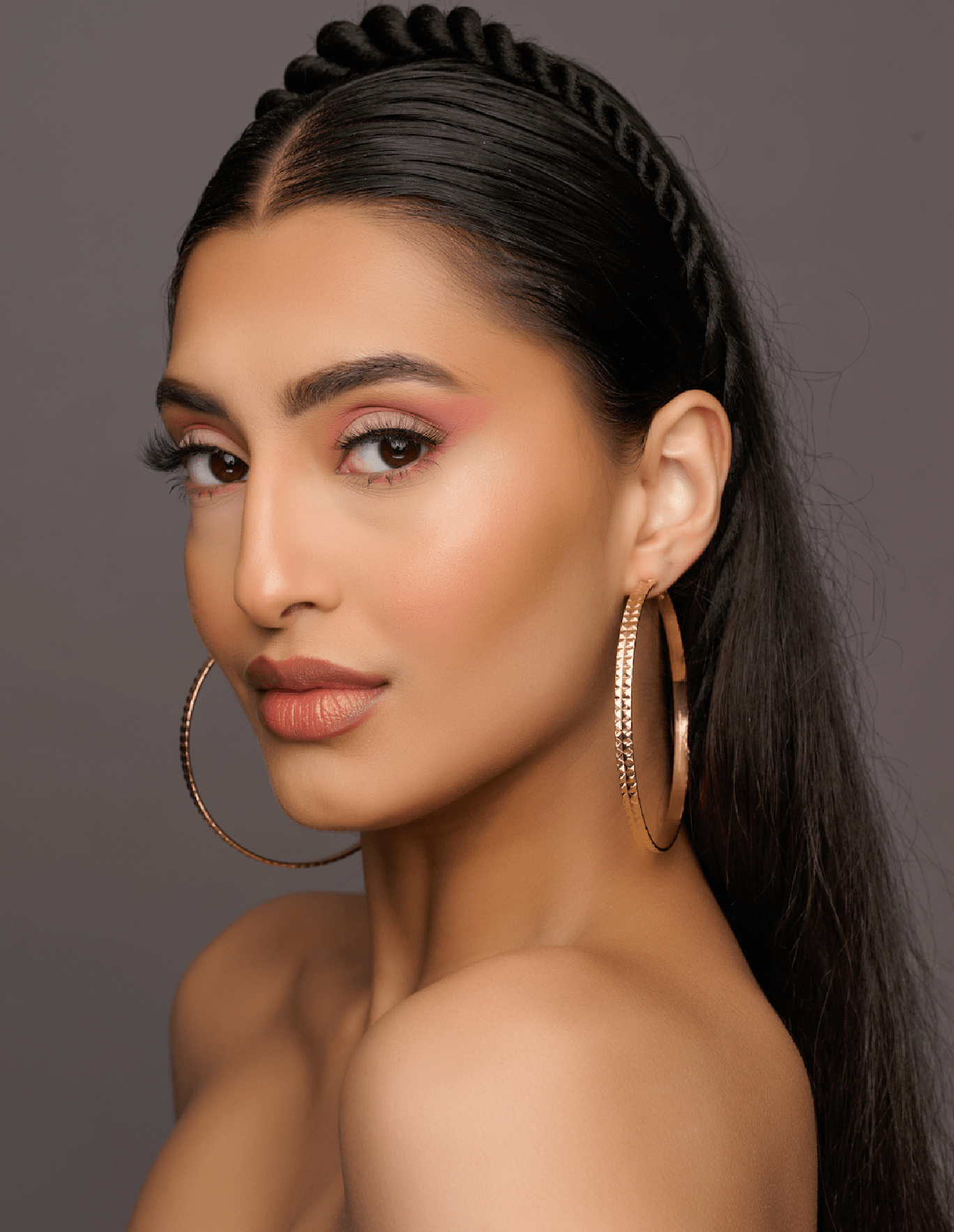 8CM Engraved Round Circle Statement Hoop Earrings - Fatisha Boutique