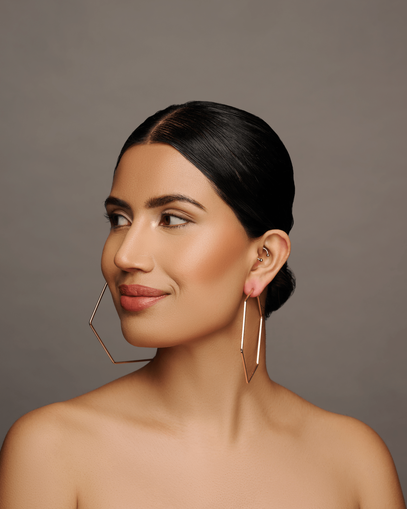 8cm Hexagon Statement Gold Colour Hoop Earrings - Fatisha Boutique