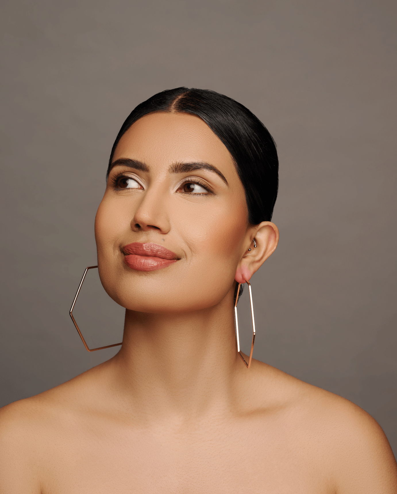 8cm Hexagon Statement Gold Colour Hoop Earrings - Fatisha Boutique