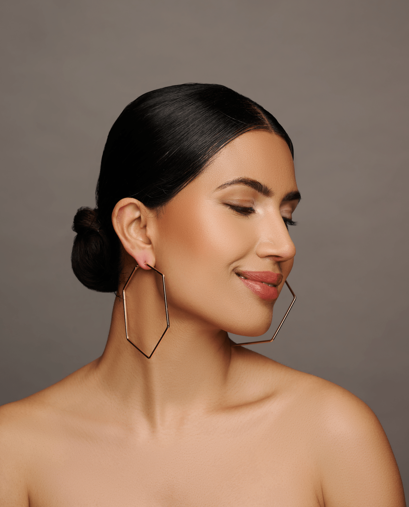 8cm Hexagon Statement Gold Colour Hoop Earrings - Fatisha Boutique