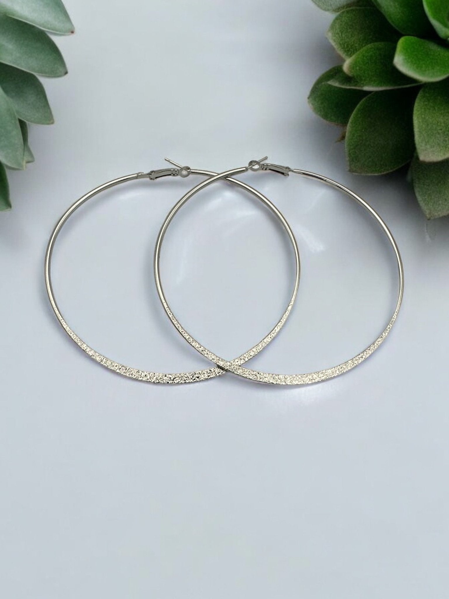 9cm Engraved Hoop Earrings - Elegant Large Statement Jewellery - Fatisha Boutique