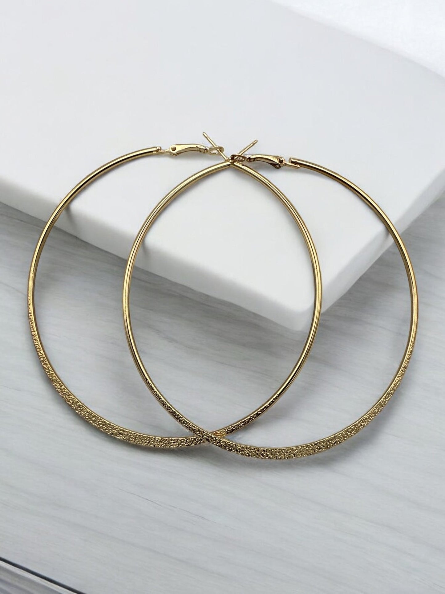 9cm Engraved Hoop Earrings - Elegant Large Statement Jewellery - Fatisha Boutique