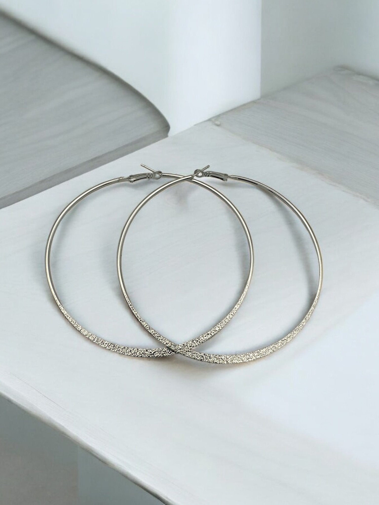 9cm Engraved Hoop Earrings - Elegant Large Statement Jewellery - Fatisha Boutique