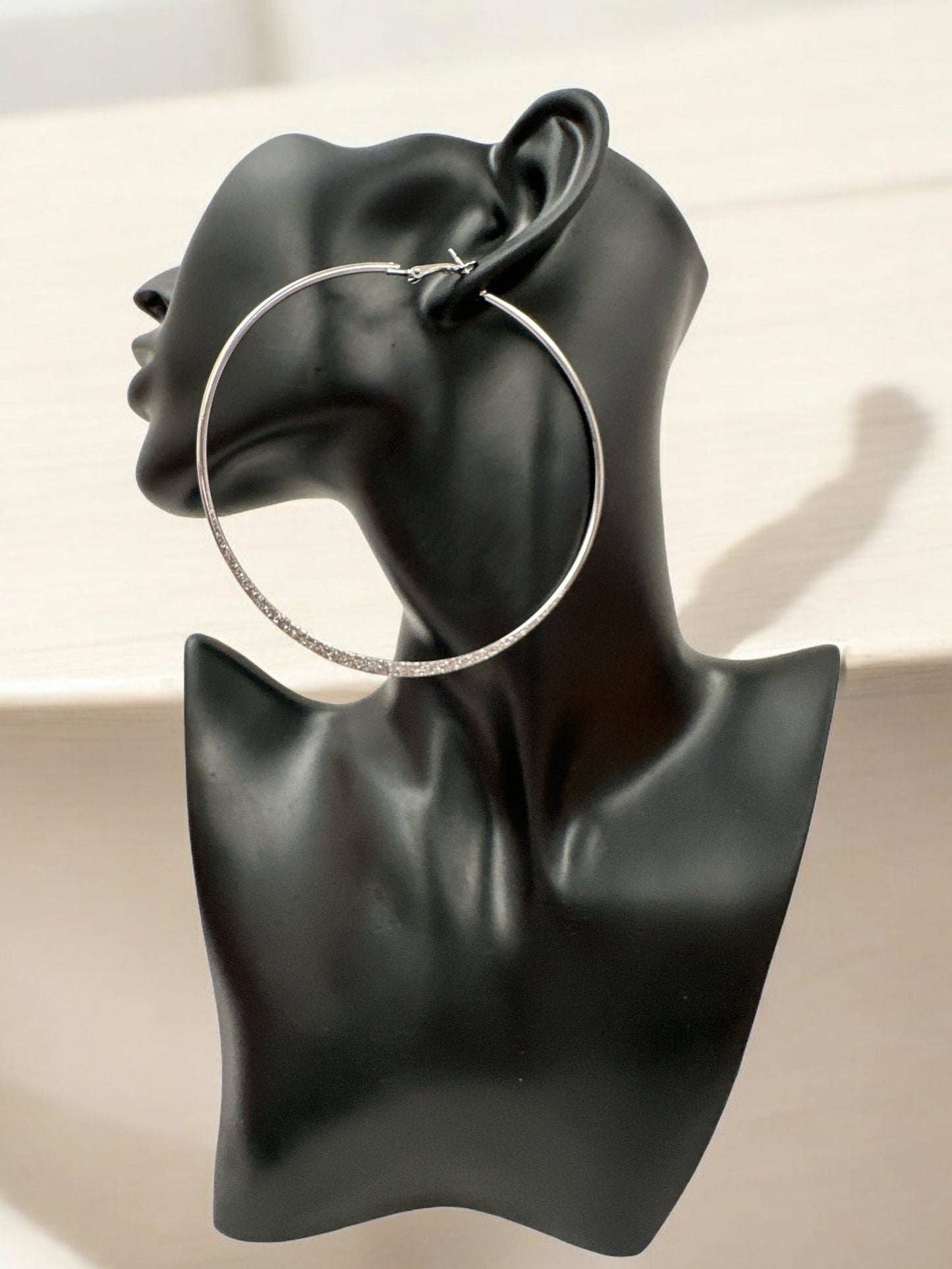 9cm Engraved Hoop Earrings - Elegant Large Statement Jewellery - Fatisha Boutique