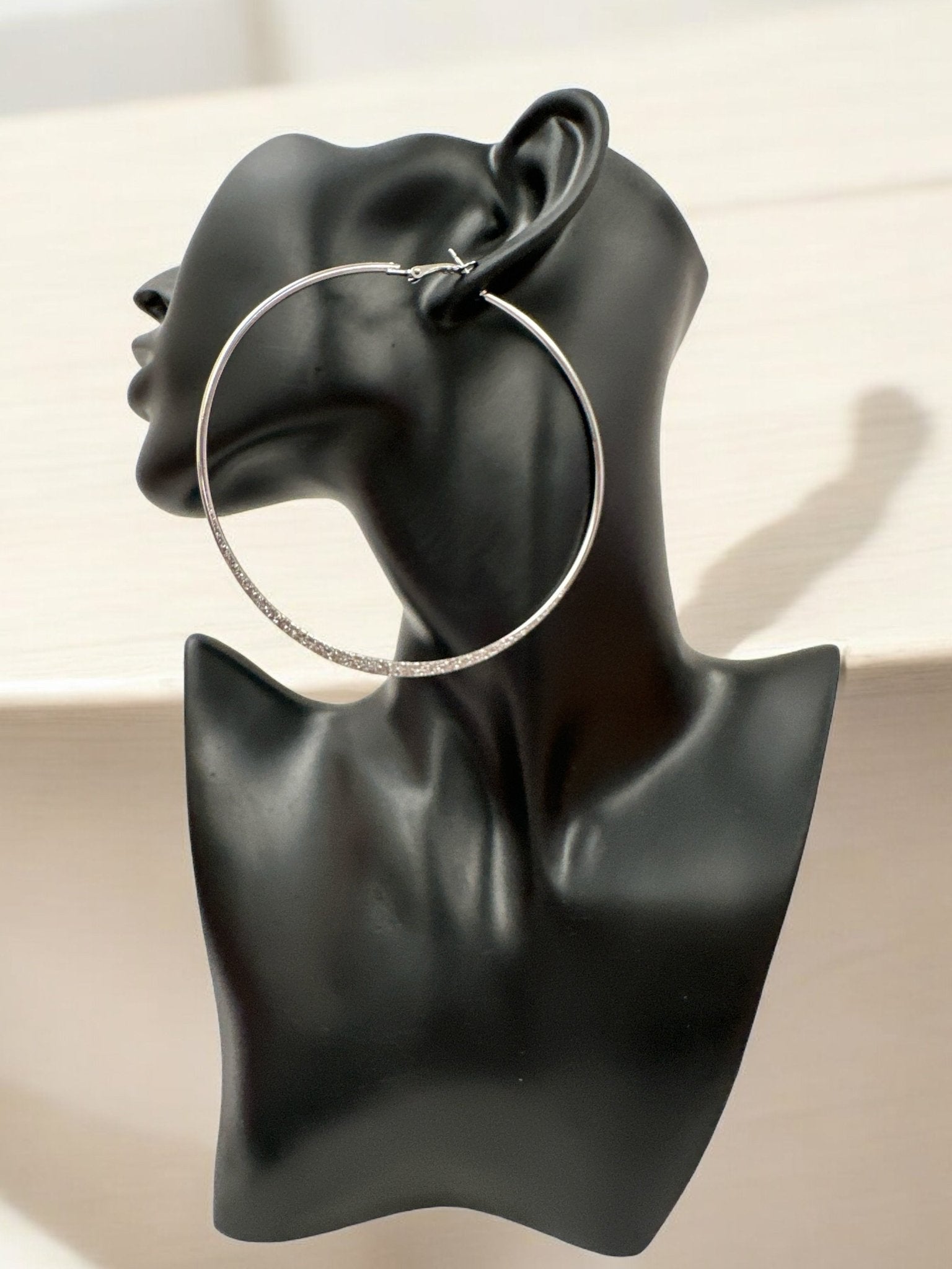 9cm Engraved Hoop Earrings - Elegant Large Statement Jewellery - Fatisha Boutique
