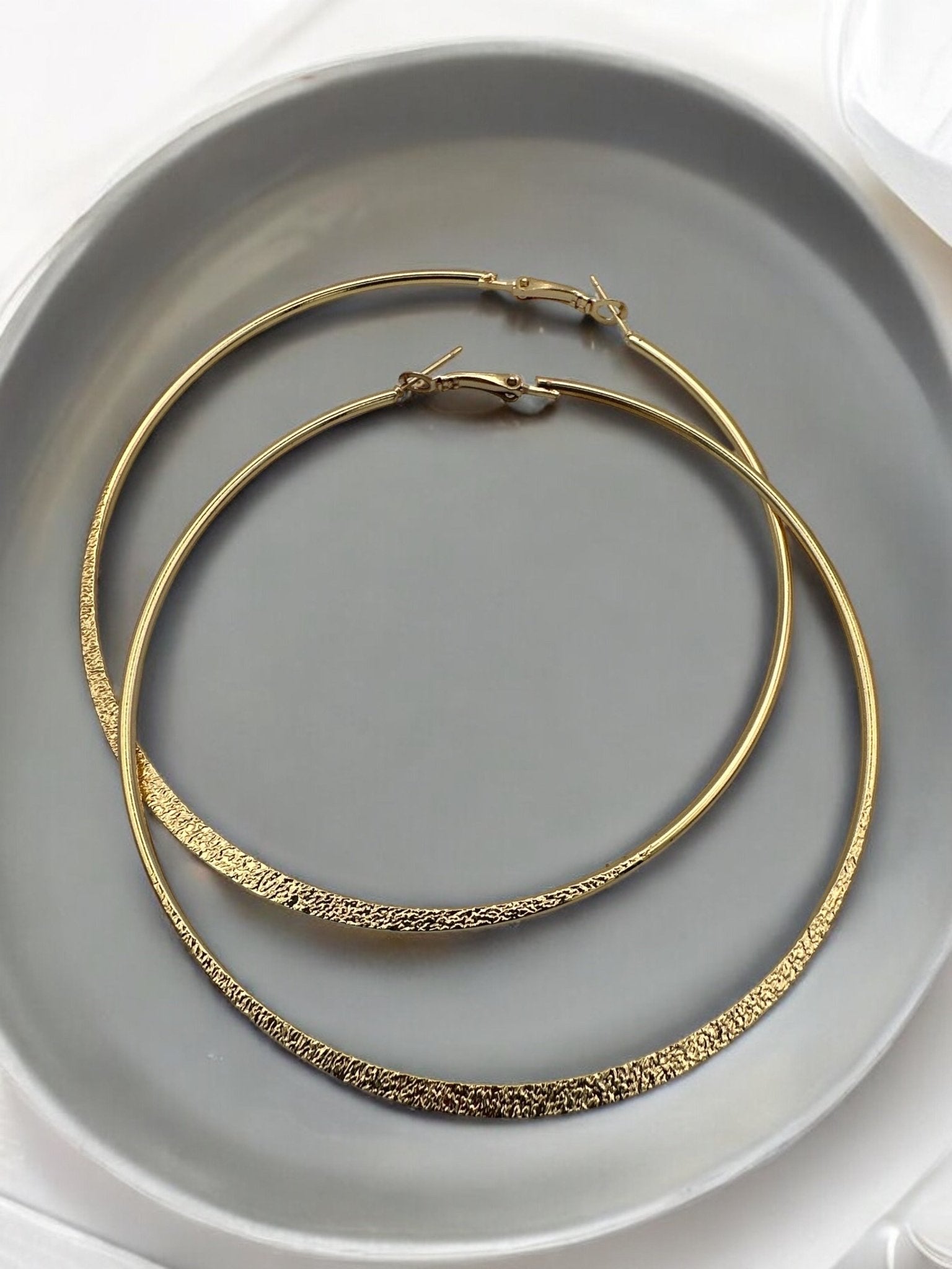 9cm Engraved Hoop Earrings - Elegant Large Statement Jewellery - Fatisha Boutique