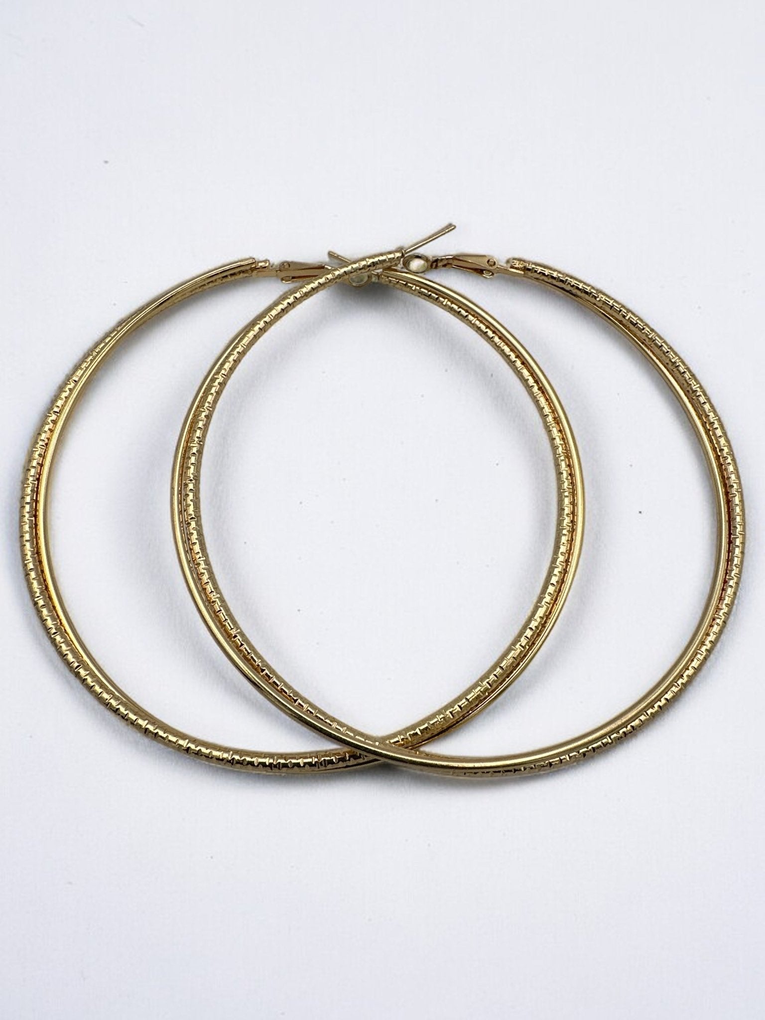 9CM Round Doubled Hoops Statement Hoop Earrings - Fatisha Boutique