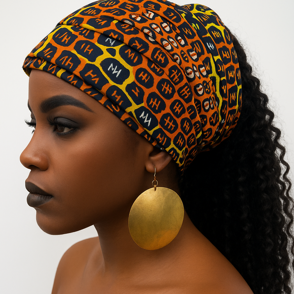 Bold African Ankara Print Head Wrap – Tribal Multicolour Wax Fabric Scarf for Natural Hair & Styling