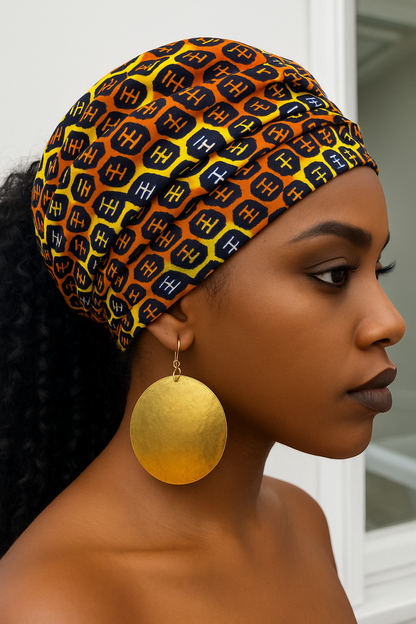 Bold African Ankara Print Head Wrap – Tribal Multicolour Wax Fabric Scarf for Natural Hair & Styling