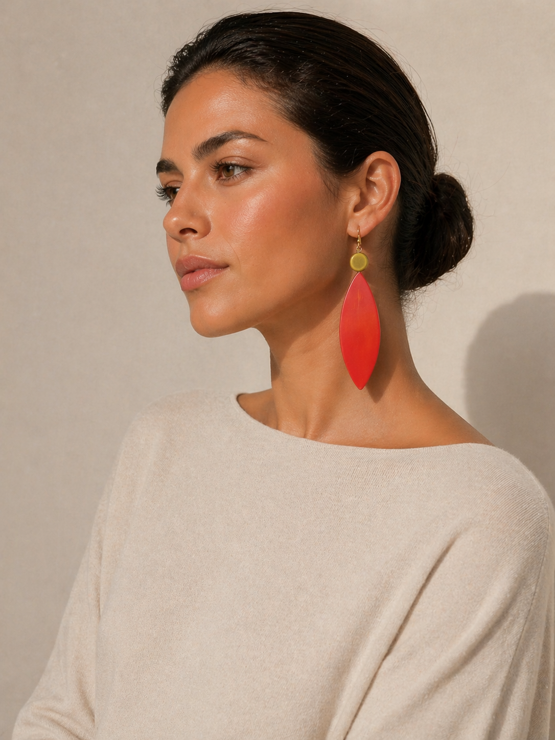 Long Red Resin Statement Earrings – Handmade Dangle Drop Jewellery for Women - Fatisha Boutique #
