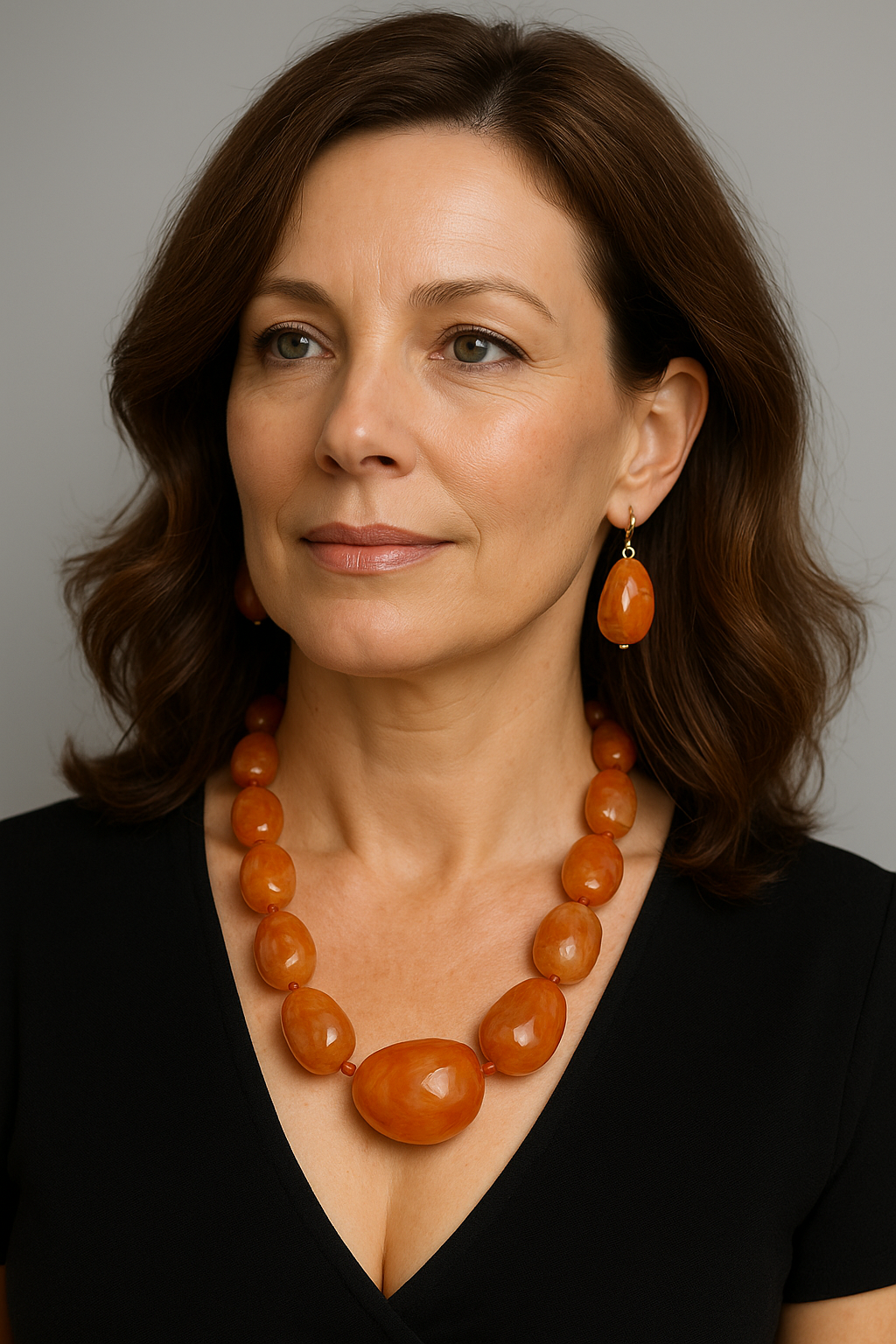 Handcrafted Boho Resin Bead Jewelry Set – Bold Orange Necklace and Earrings - Fatisha Boutique #