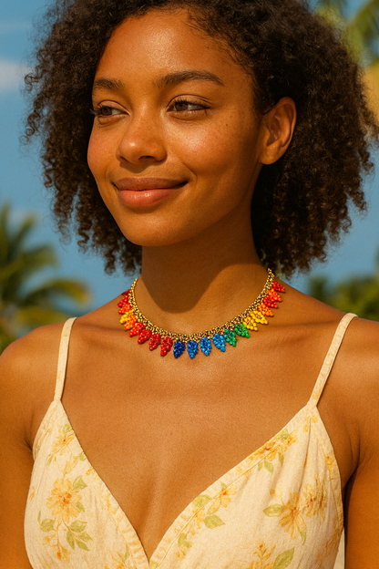 Authentic African Handmade Beaded Choker Necklace – Multicolour Ethnic Jewellery for Women - Fatisha Boutique #