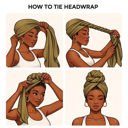 Olive Long Stretch Jersey Headwrap – Soft Elastic Turban Head Wrap Scarf for Protective Styling & Fashion Looks - Fatisha Boutique #