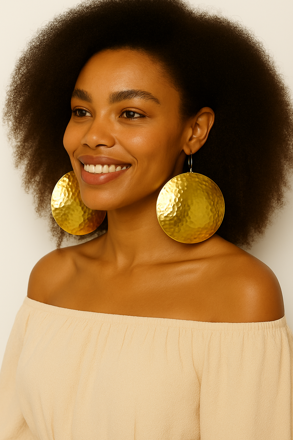 Oversized Hammered Gold Earrings – Bold African Fashion Statement Jewellery - Fatisha Boutique #