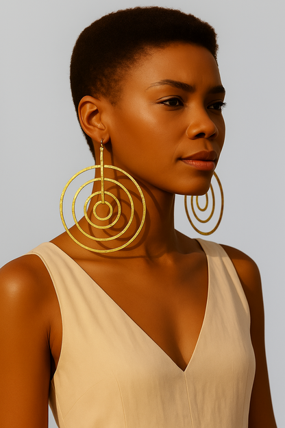 Brass Spiral Statement Earrings | Handmade Geometric Dangle Jewellery - Fatisha Boutique #