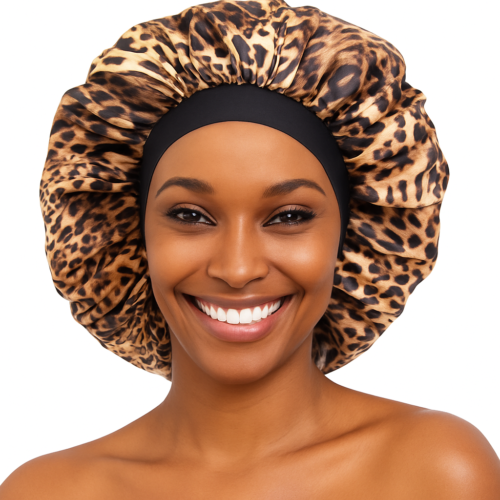 Floral Satin Silk Bonnet – Breathable, Anti-Frizz Hair Cap for Curly & Natural Hair - Fatisha Boutique #