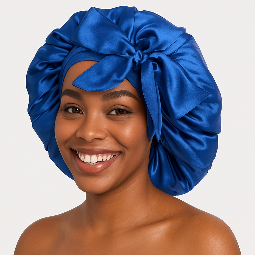 Luxury Satin Silk Bonnet Cap with Long Ties – Single Layer, Hair Protection