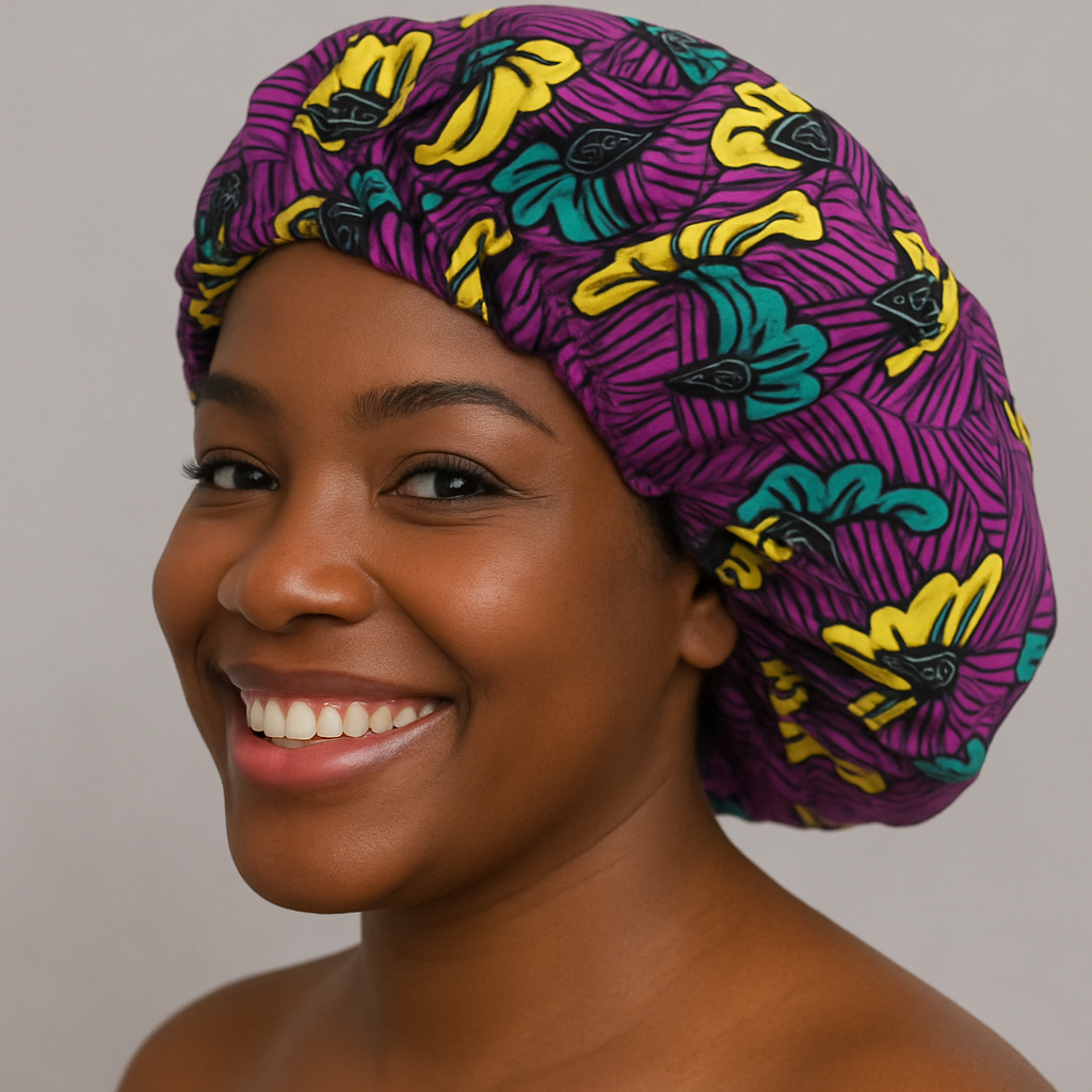 Adjustable Double-Layered Reversible Ankara Satin Silk Bonnet Caps – Stylish & Protective Hair Care - Fatisha Boutique #